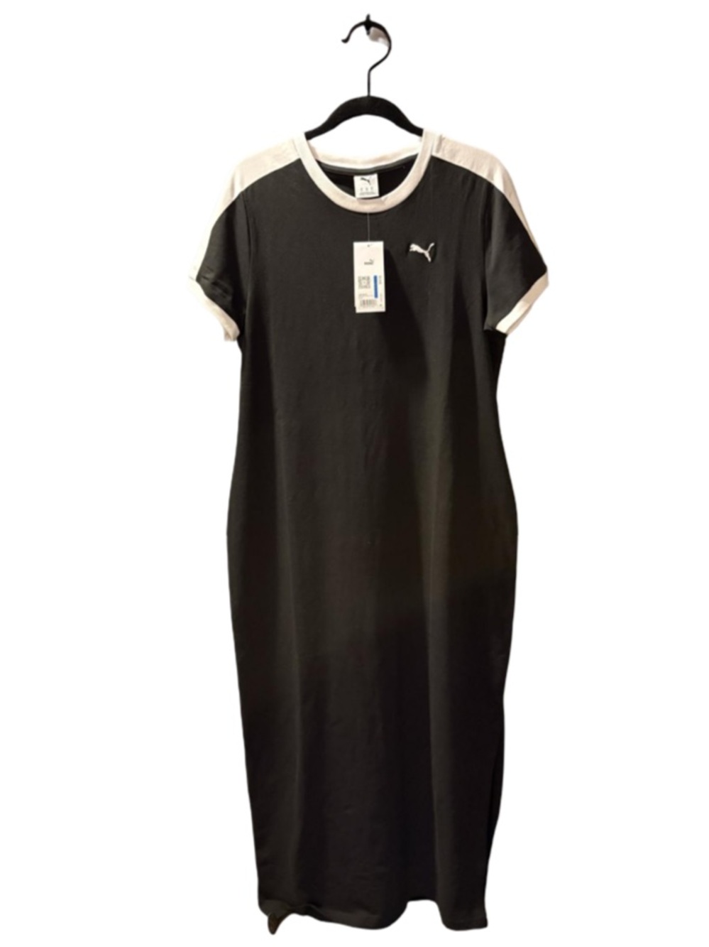 Puma Black Maxi Dress with White Trim and Slit on One Side